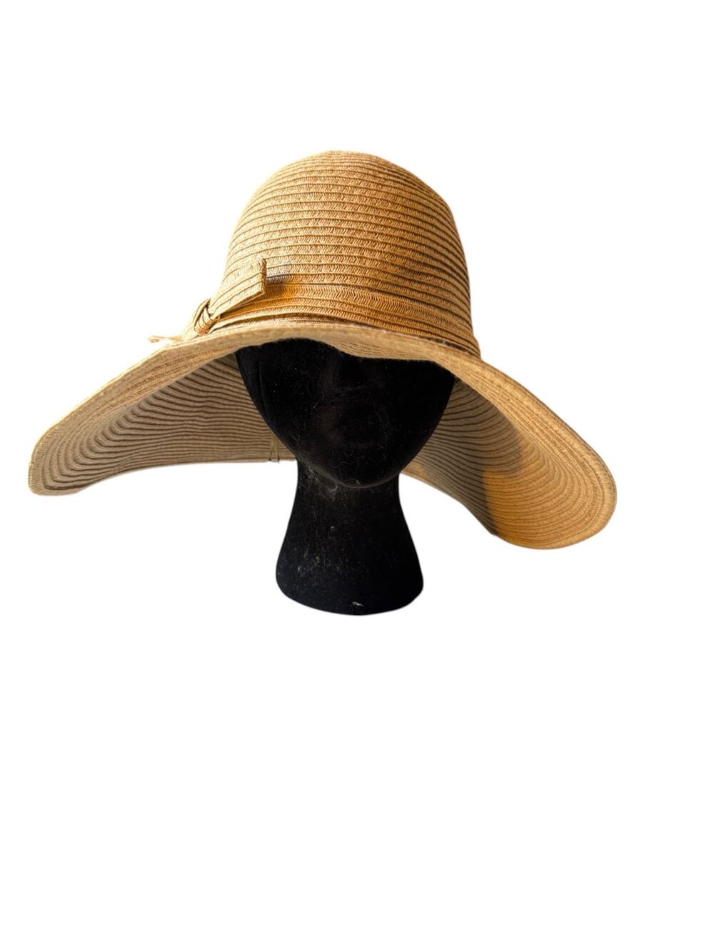 Nordstrom Womens Wide Brim Floppy Sun Hat Tan Beige Woven Straw Style One Size